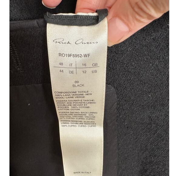 Rick Owens Legaspi Black Long Sleeve 2 Button Long Line High Back Slit Coat 12 - Picture 8 of 13